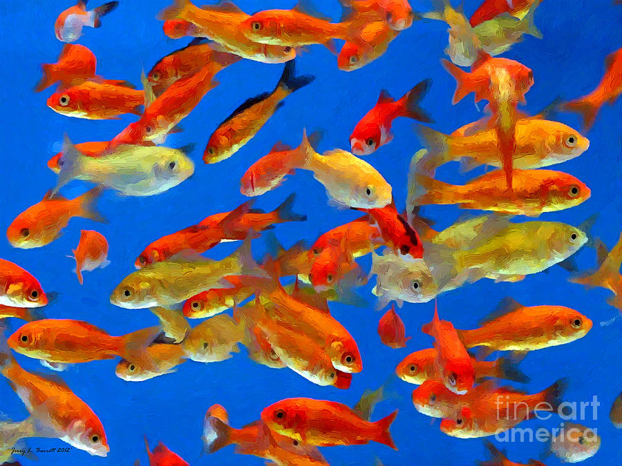 Fish Mixed Media - Goldfish by Jerry L Barrett