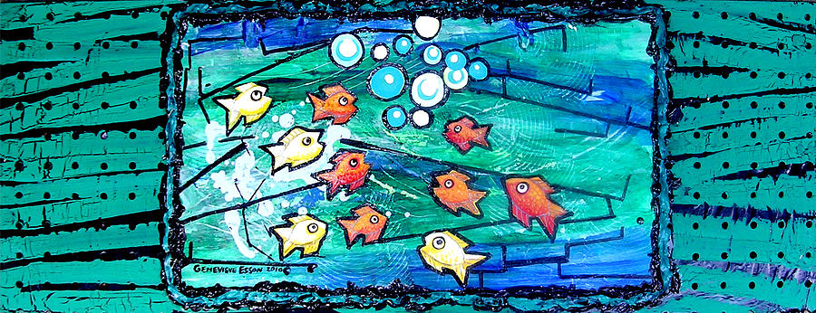 Goldfish Pac Man Painting by Genevieve Esson