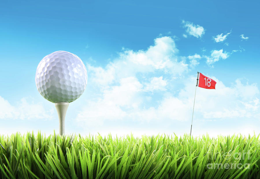 Golf Photograph - Golf ball with tee in the grass  by Sandra Cunningham