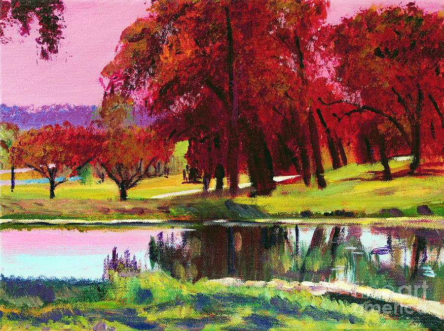 Tree Painting - Golf Course Dawn plein air by David Lloyd Glover