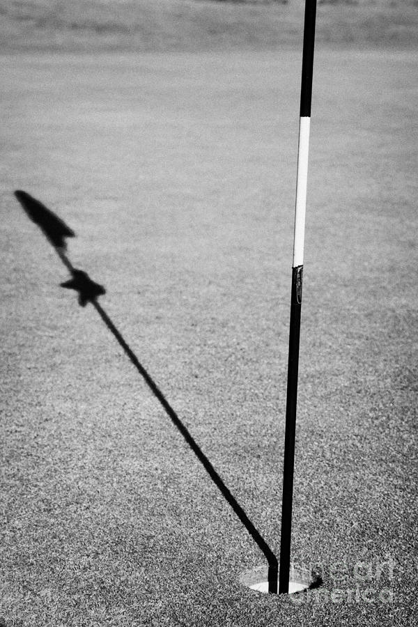 Golf Photograph - Golf Course Green Hole And Pin With Shadow Ireland by Joe Fox