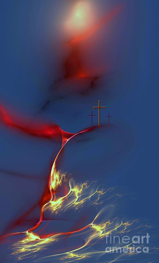 Golgotha - Blue Digital Art by Greg Moores