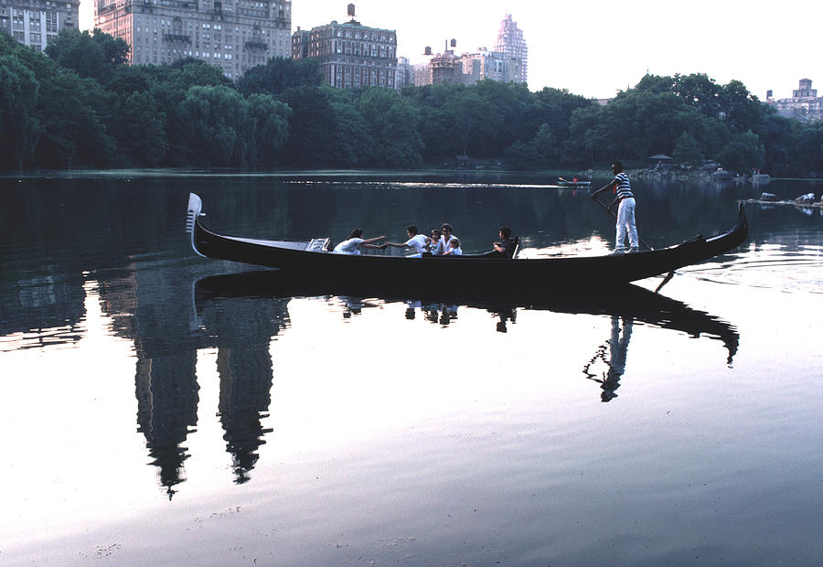Gondola on the Central Park Lake Photograph by Tom Wurl