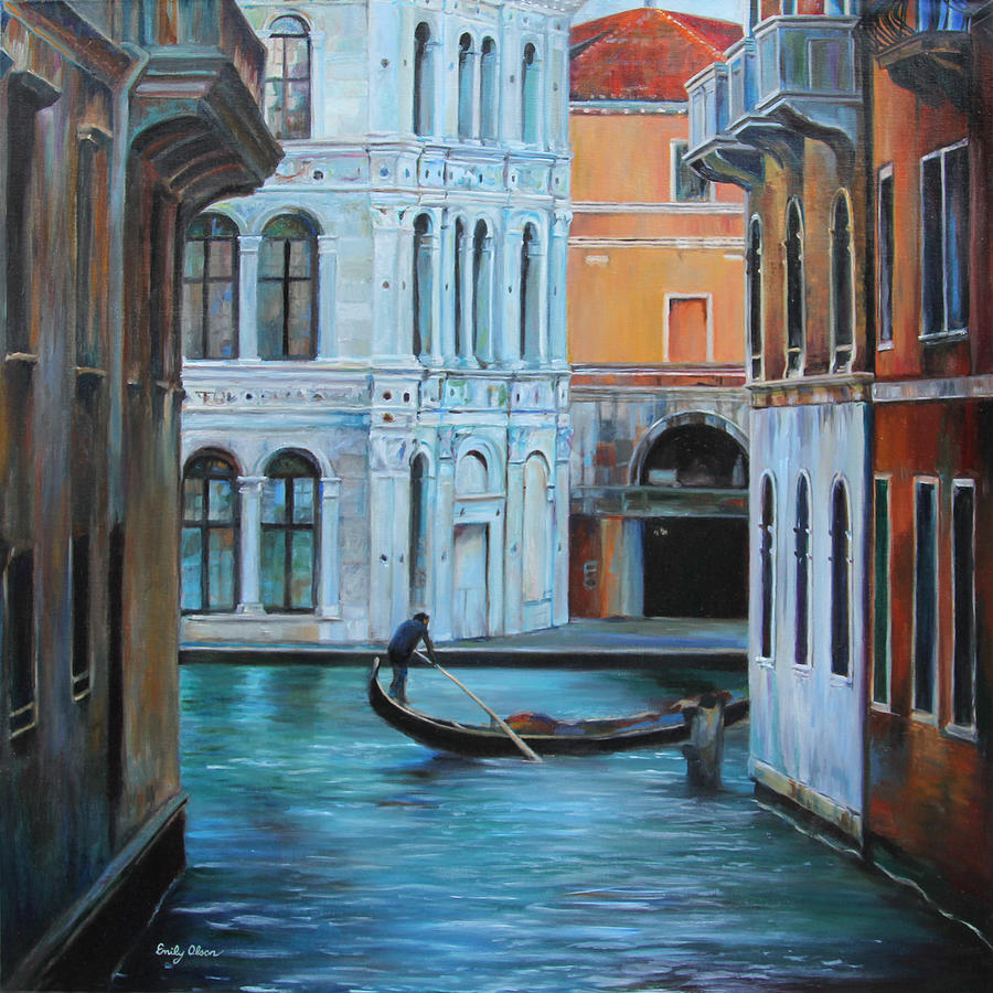 Gondolier in Venice Painting by Emily Olson