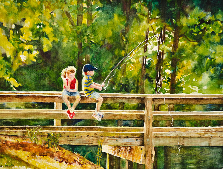 Nature Painting - Gone Fishin by Linda Broome