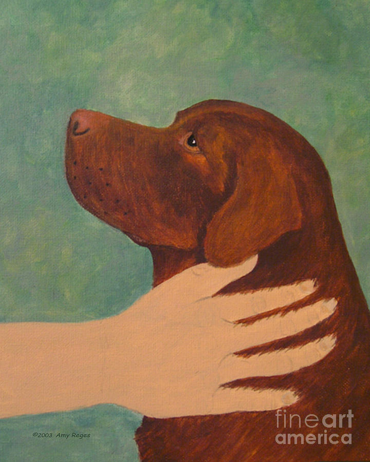 Good Dog - Chocolate Labrador Painting by Amy Reges