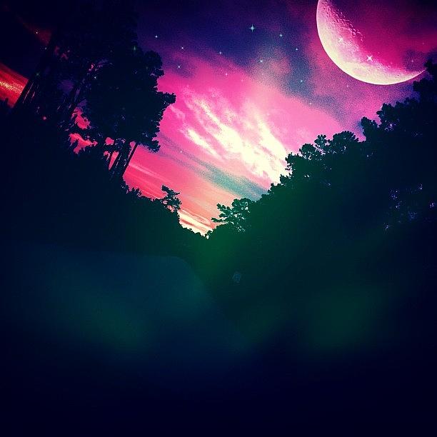 Night Photograph - #goodnight #night #moon #sky #skyback by Kirsten Taubin
