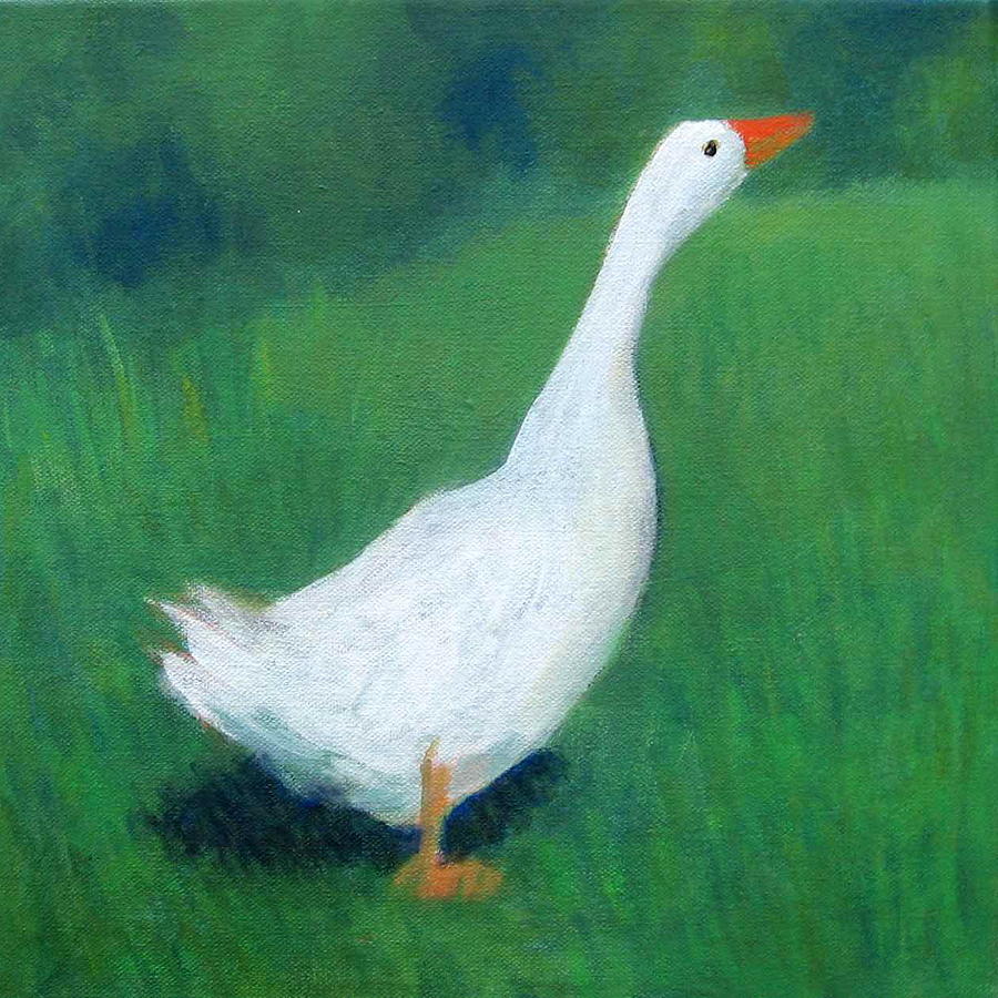 Goose on Green Painting by Kazumi Whitemoon - Fine Art America