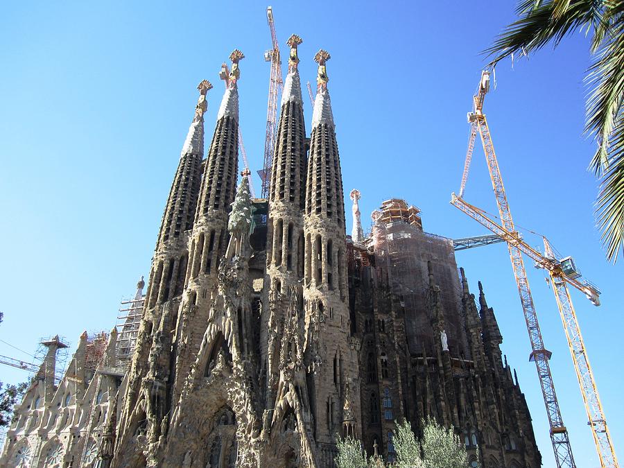 Gorgeous Sagrada Familia Cathedral II Endures Cranes for Renovation and Upgrading in Barcelona Spain Photograph by John Shiron
