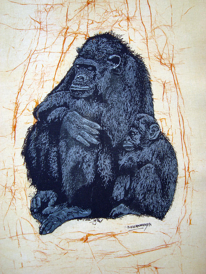 Gorilla Tapestry - Textile - Gorilla Mother by Joseph Kalinda
