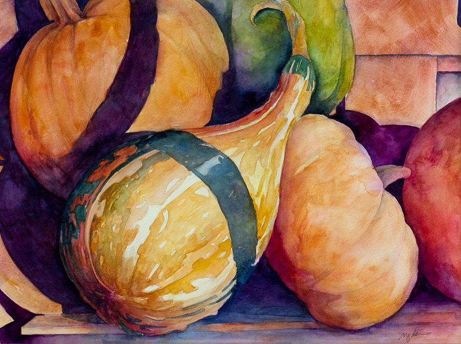 Still Life Painting - Gourds in the Fall by Sherri Snyder