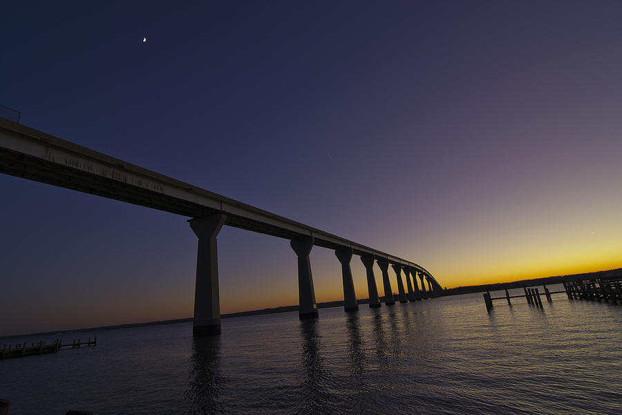 Governor Thomas Johnson Bridge At Sunset Photograph by Kelly Reber