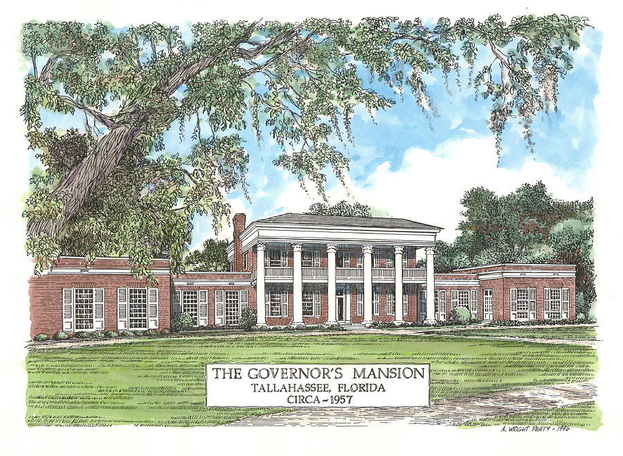 Governors Mansion Tallahassee Florida Mixed Media by Audrey Peaty