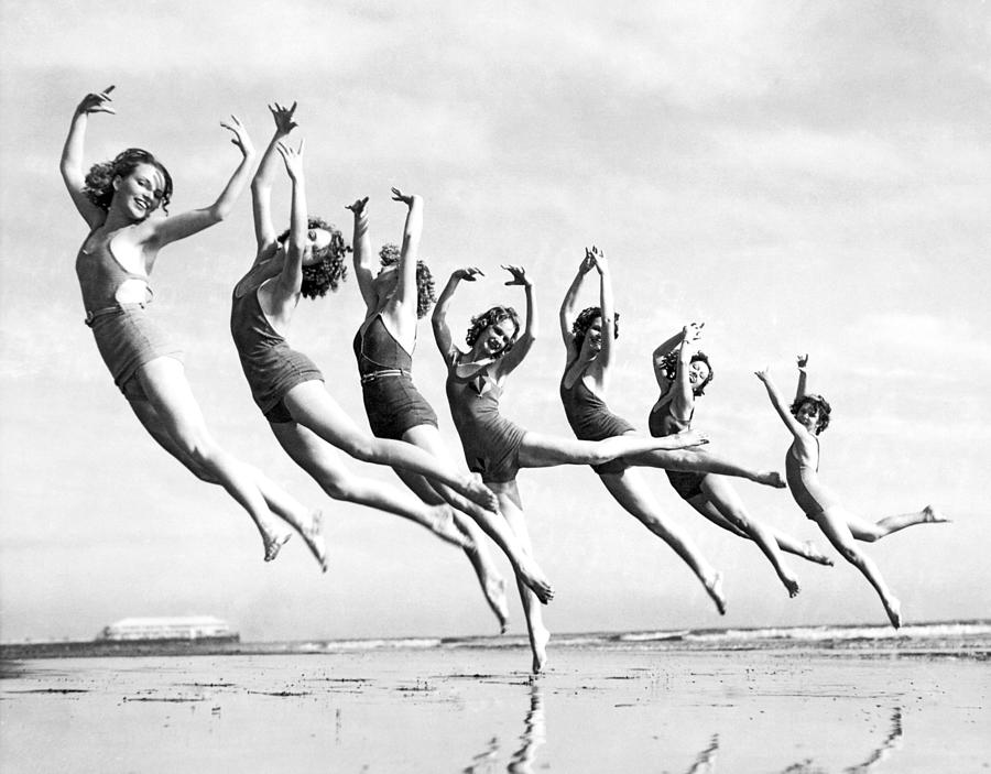 Graceful Line Of Beach Dancers Photograph by Underwood Archives