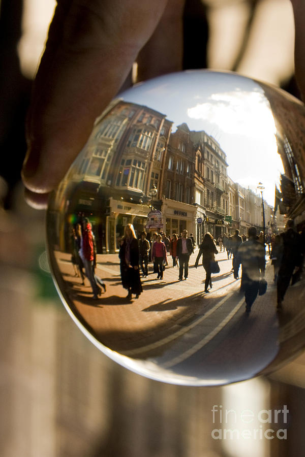 Grafton Street Dublin through a crystal ball Photograph by Catherine MacBride