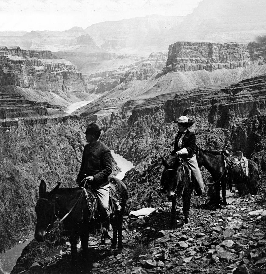 Grand Canyon - Grand View Trail - Arizona - c 1906 Photograph by International  Images