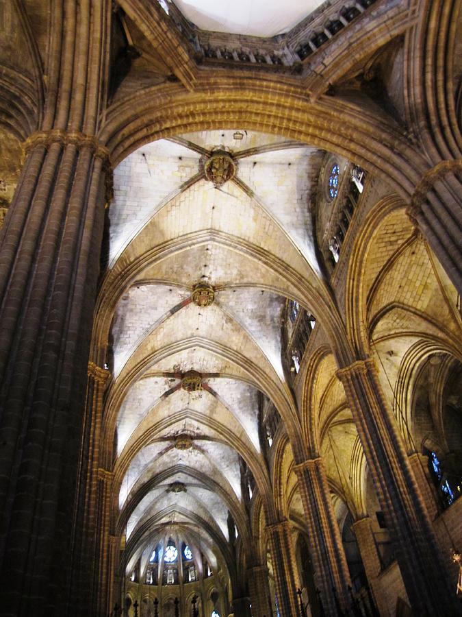 Grand Historic Cathedral Building Architecture and Interior Columns II in Barcelona Spain Photograph by John Shiron