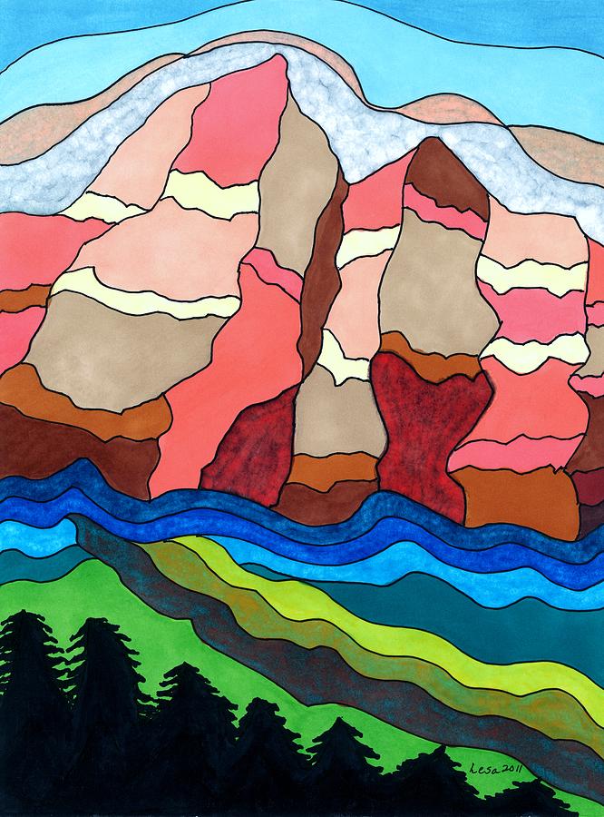 Mountain Painting - Grand Tetons by Lesa Weller