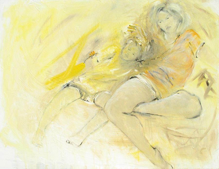 Nude Painting - Grandma And Me by Elizabeth Parashis