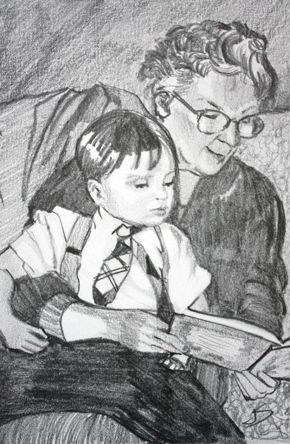Grandma Reading Painting by Jan Swaren