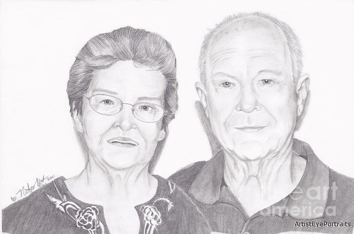 Grandparents Pencil Portrait Drawing by Mike Theuer - Pixels
