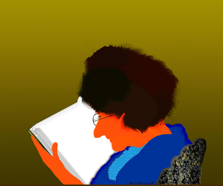 Granny in Her Reading Chair Digital Art by Asok Mukhopadhyay