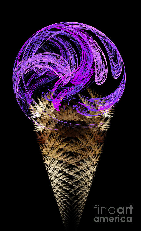 Grape Ice Cream Cone Digital Art by Andee Design