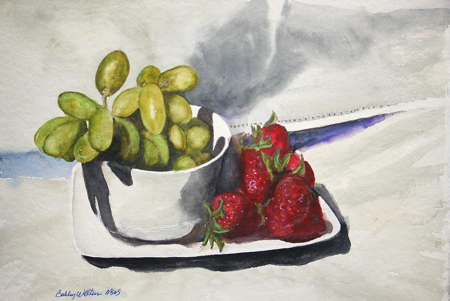 Grapes and Strawberries Two Painting by Bobby Walters