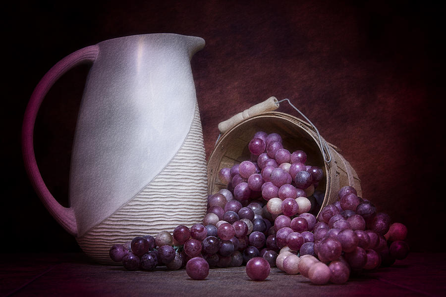 Grape Photograph - Grapes with Pitcher Still Life by Tom Mc Nemar