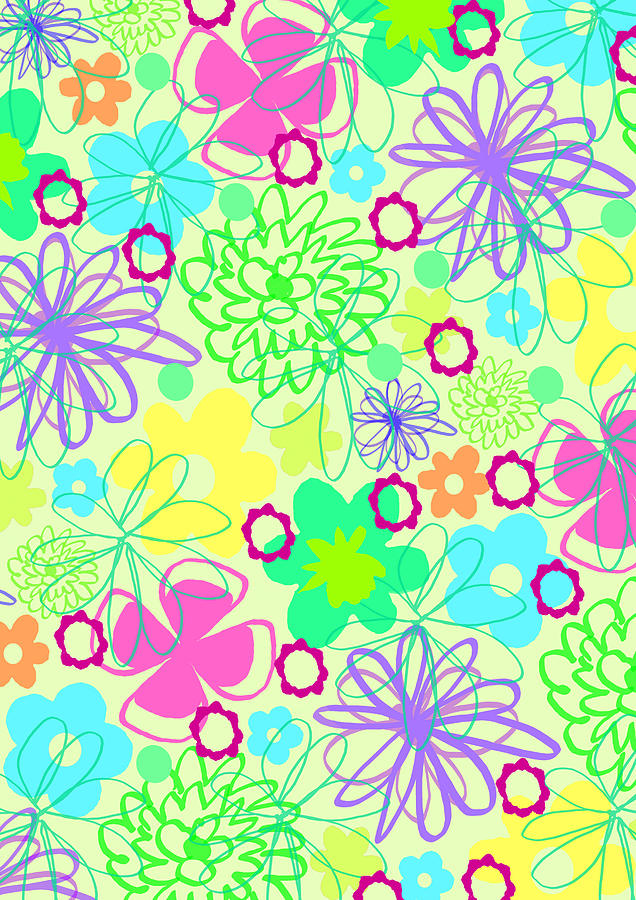 Graphic Flowers Digital Art by Louisa Knight