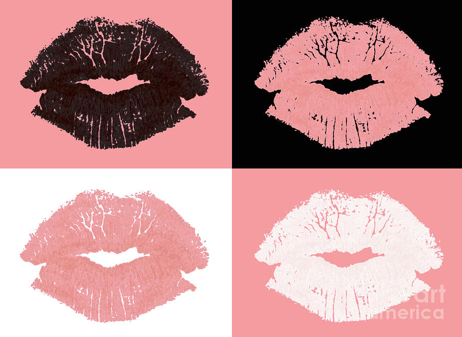Nude Photograph - Graphic lipstick kisses by Blink Images