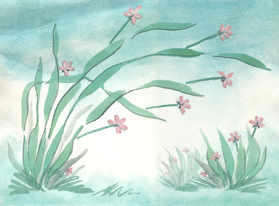 Grass and Flowers Painting by Helaine Cummins