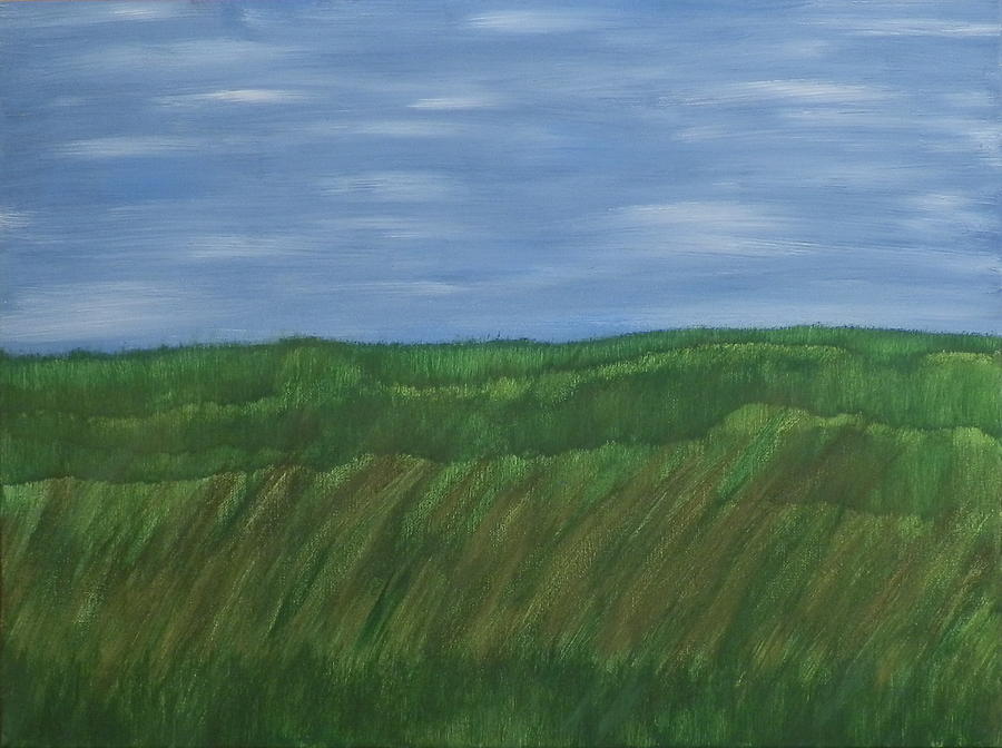 Grass Field Painting by Ione Hedges
