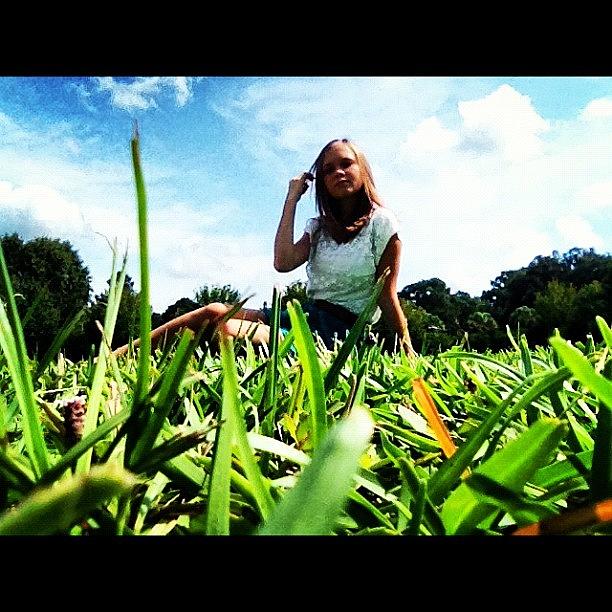 Me Photograph - #grass #me #clouds #love #sky #sunshine by Megan Nicole