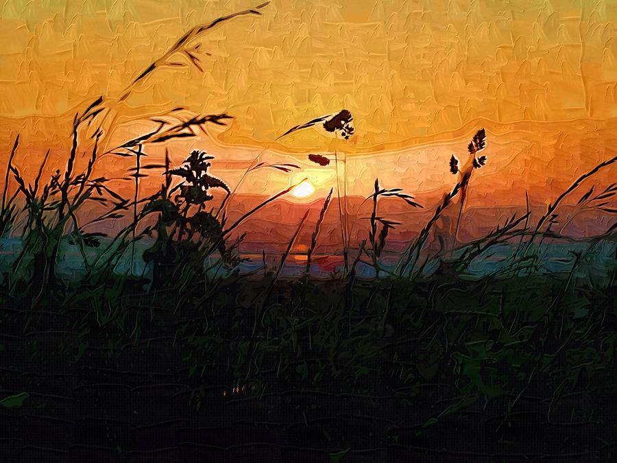 Grassy Sunset Digital Art by Amanda Moore