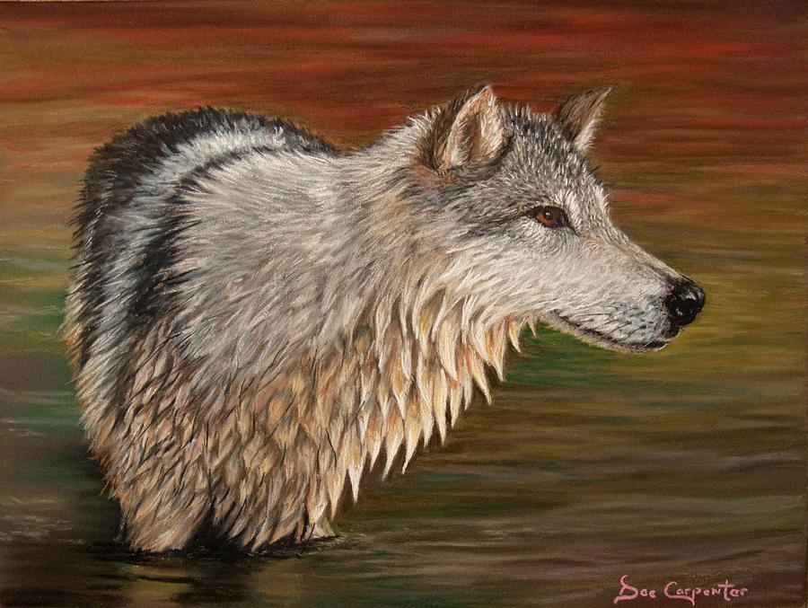 Wildlife Painting - Gray Wolf by Dee Carpenter