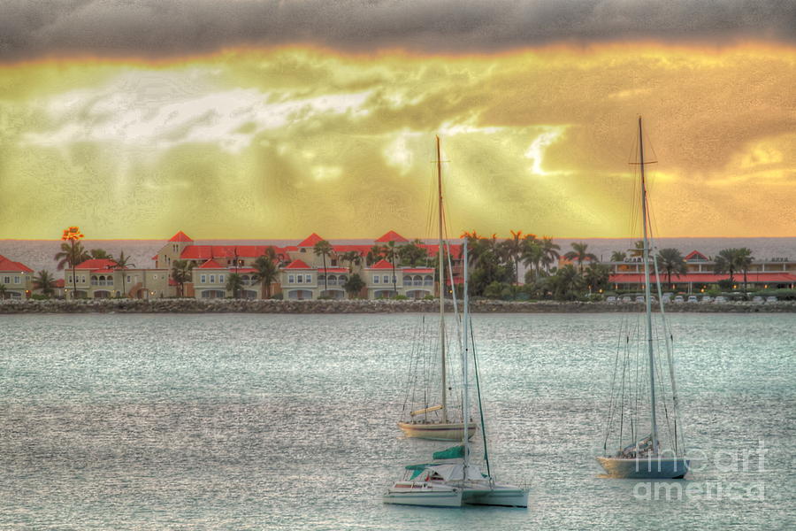 Sunset Photograph - Great Bay Sint Maarten by David Lane
