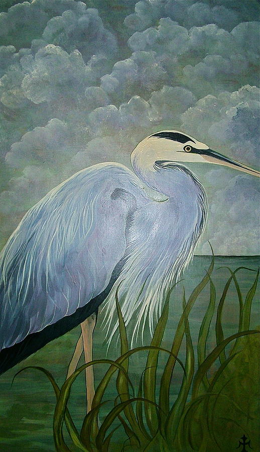 Great Blue Heron Painting By Teresa Grace Mock