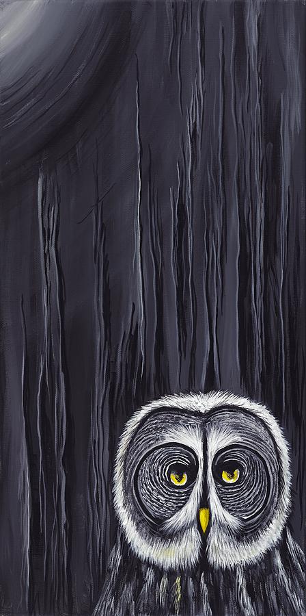 Great Gray Owl Painting by David Junod