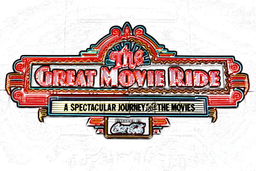Great Movie Ride Neon Sign Hollywood Studios Walt Disney World Prints Colored Pencil Digital Art by Shawn OBrien