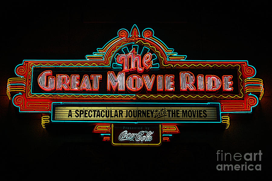 Great Movie Ride Neon Sign Hollywood Studios Walt Disney World Prints Poster Edges Digital Art by Shawn OBrien