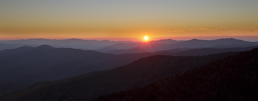Great Smokey Mountains Sunset Panorama Photograph by Pierre Leclerc Photography
