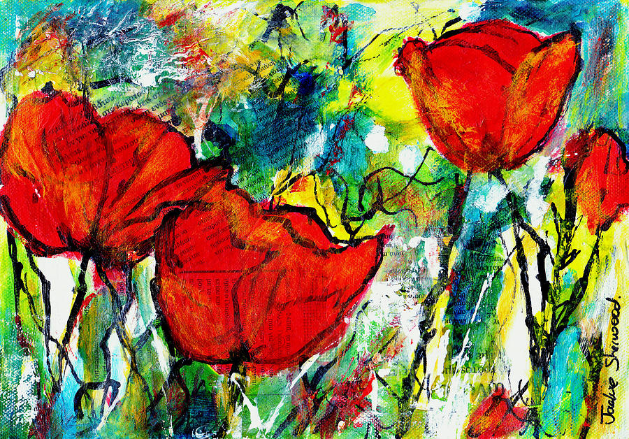 Greek Poppies Painting by Jackie Sherwood
