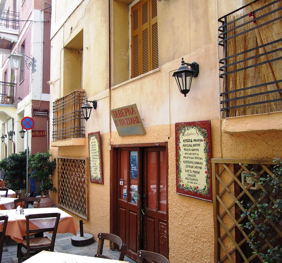 Greek Restaurant Cafe Entrance and Menu in Nafplion Greece Photograph by John Shiron