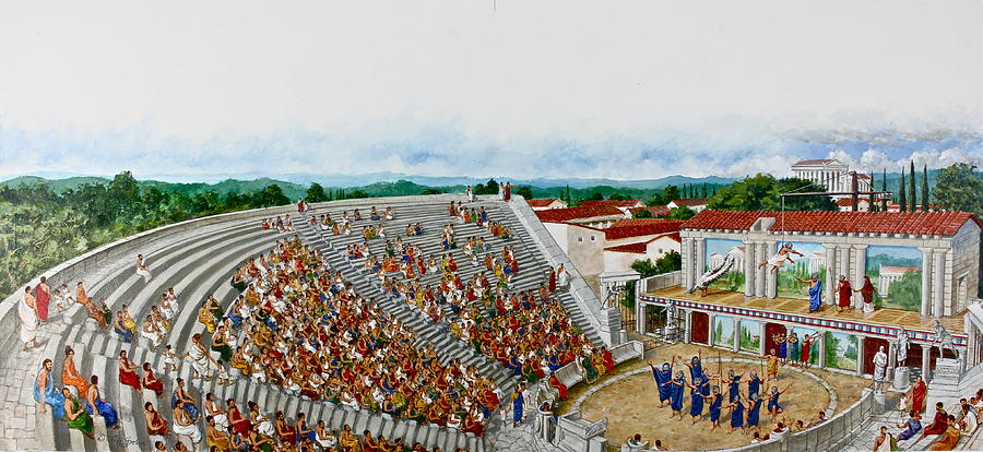 Greek Theater  Painting by Cliff Spohn