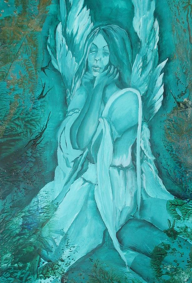 Fantasy Painting - Green Angel by Angelina Whittaker Cook