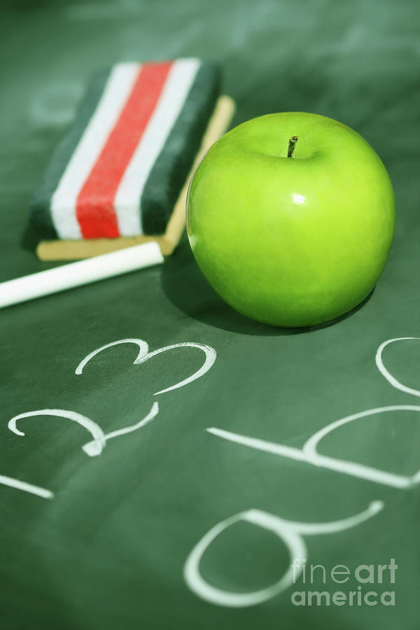 Apple Photograph - Green apple for school by Sandra Cunningham