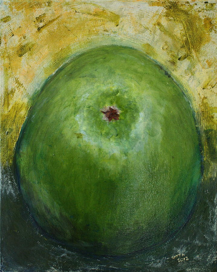 Green Apple Painting by Gitta Brewster