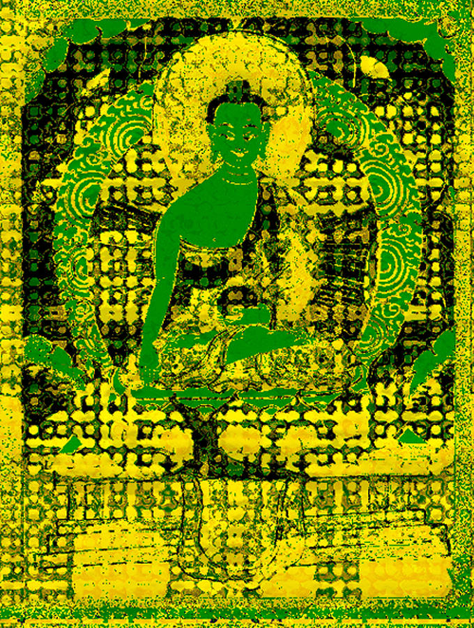 Green Buddha Painting by Steve Fields