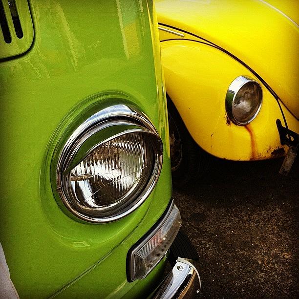 Cool Photograph - Green Bus, Yellow Bug :) by Jimmy Lindsay